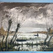 Oil painting on sorel by André Charles Naulau