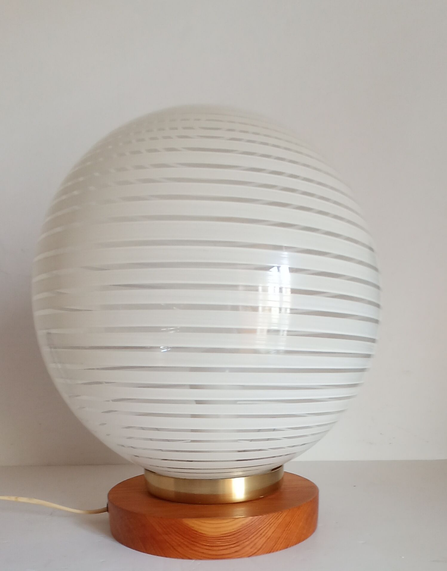 Bedside lamp wood and opaline