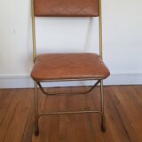 Chaise pliante lafuma vintage en cuir