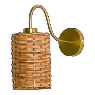 Rattan wicker wall sconce