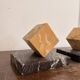 Vintage Pair of Cube Bookends in Yellow Siena Marble Art Deco Circa 1930