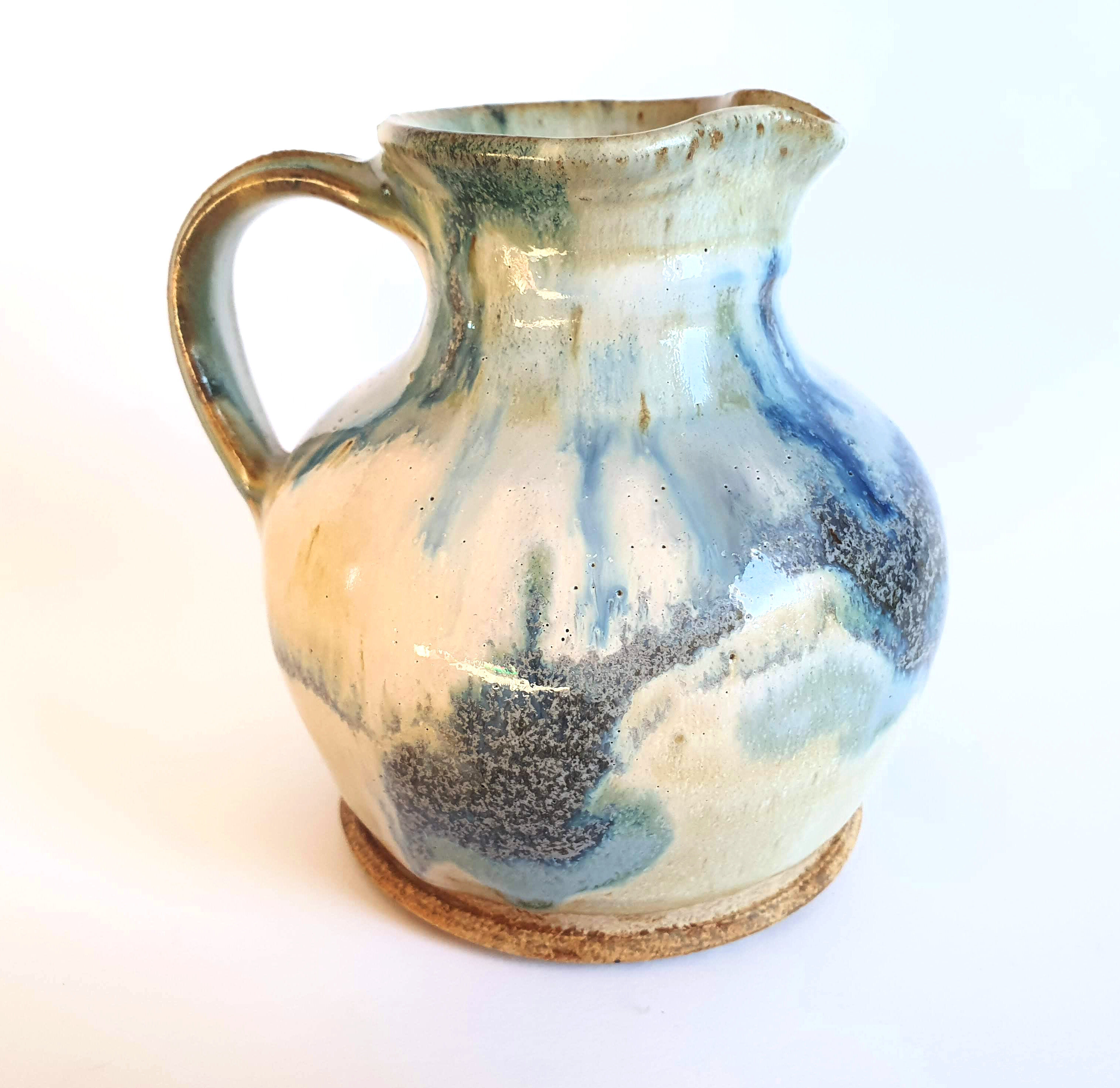 Enamelled stoneware pitcher signed La Borne