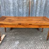 Antique farmhouse table in solid cherry wood with its 2 benches