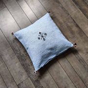 Coussin marocain bleu ciel en coton