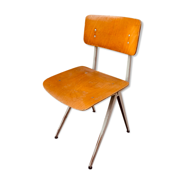 Chaise compas en métal et bois années 1950/60