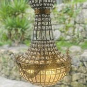 Large Montgolfiere chandelier in gilded bronze and faceted glass pendants
