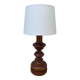 Vintage turned wooden lamp and white lampshade