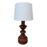 Vintage turned wooden lamp and white lampshade