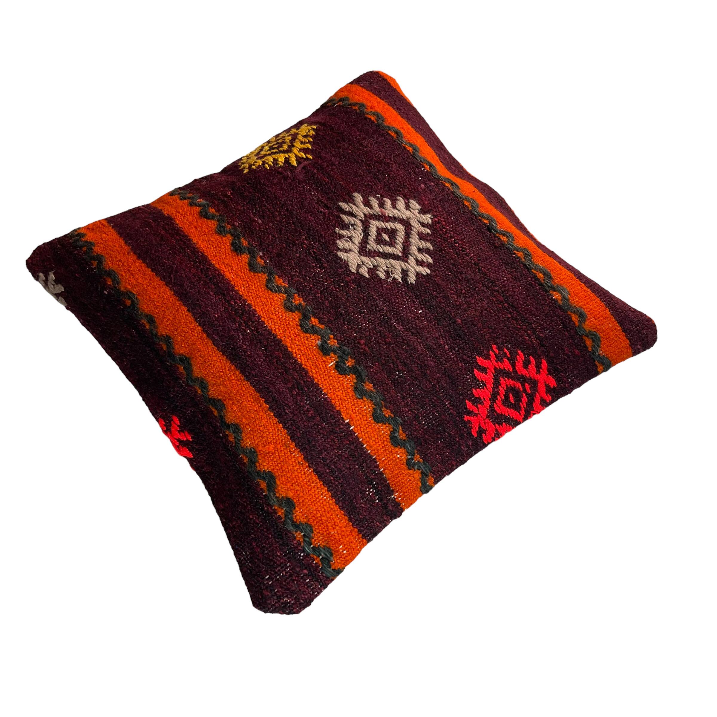 Housse de coussin kilim turc vintage, 40 x 40 cm