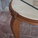 Art Deco wooden coffee table, marble top living room table, side table.