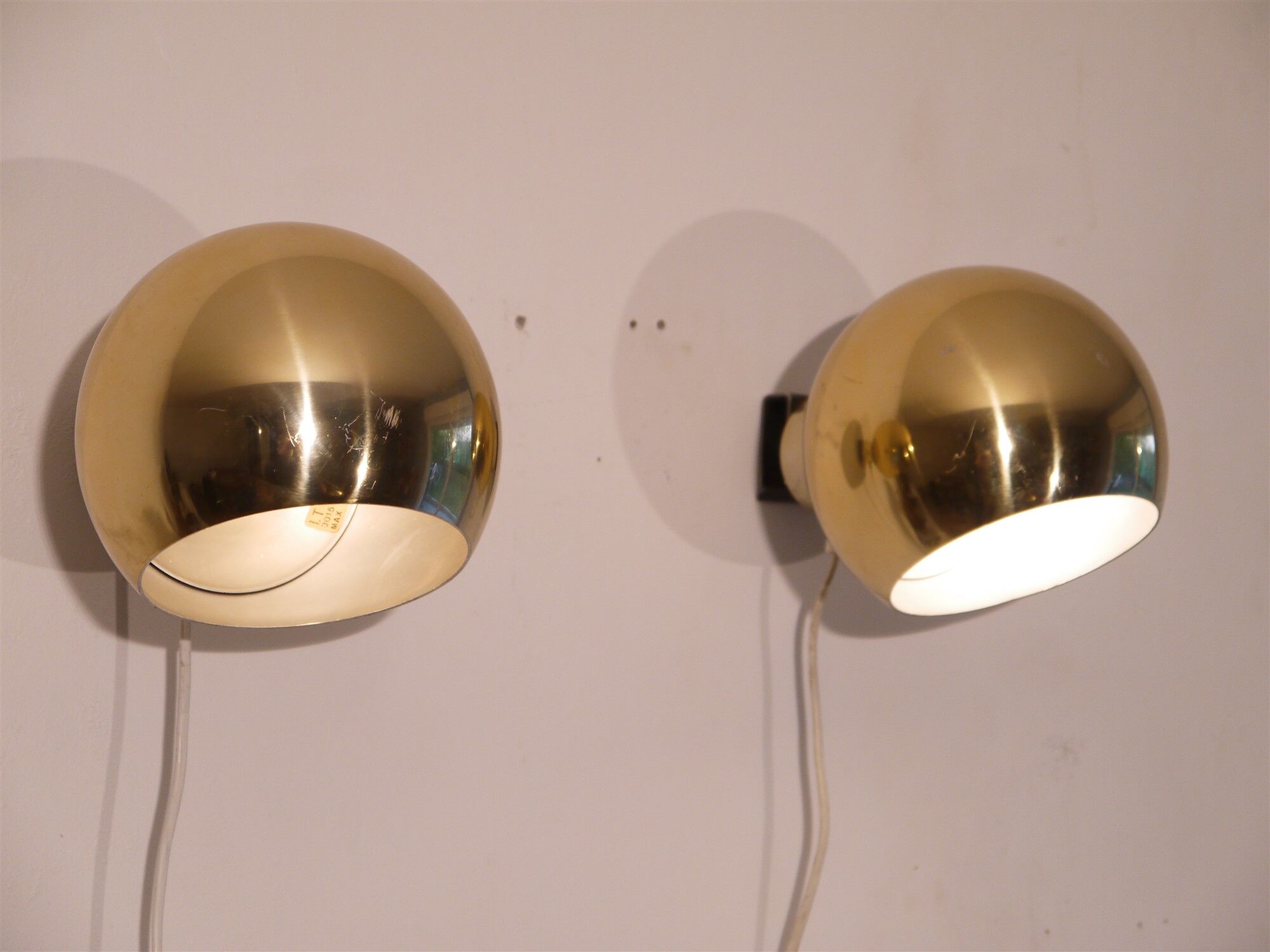 Pair of vintage brass wall lights