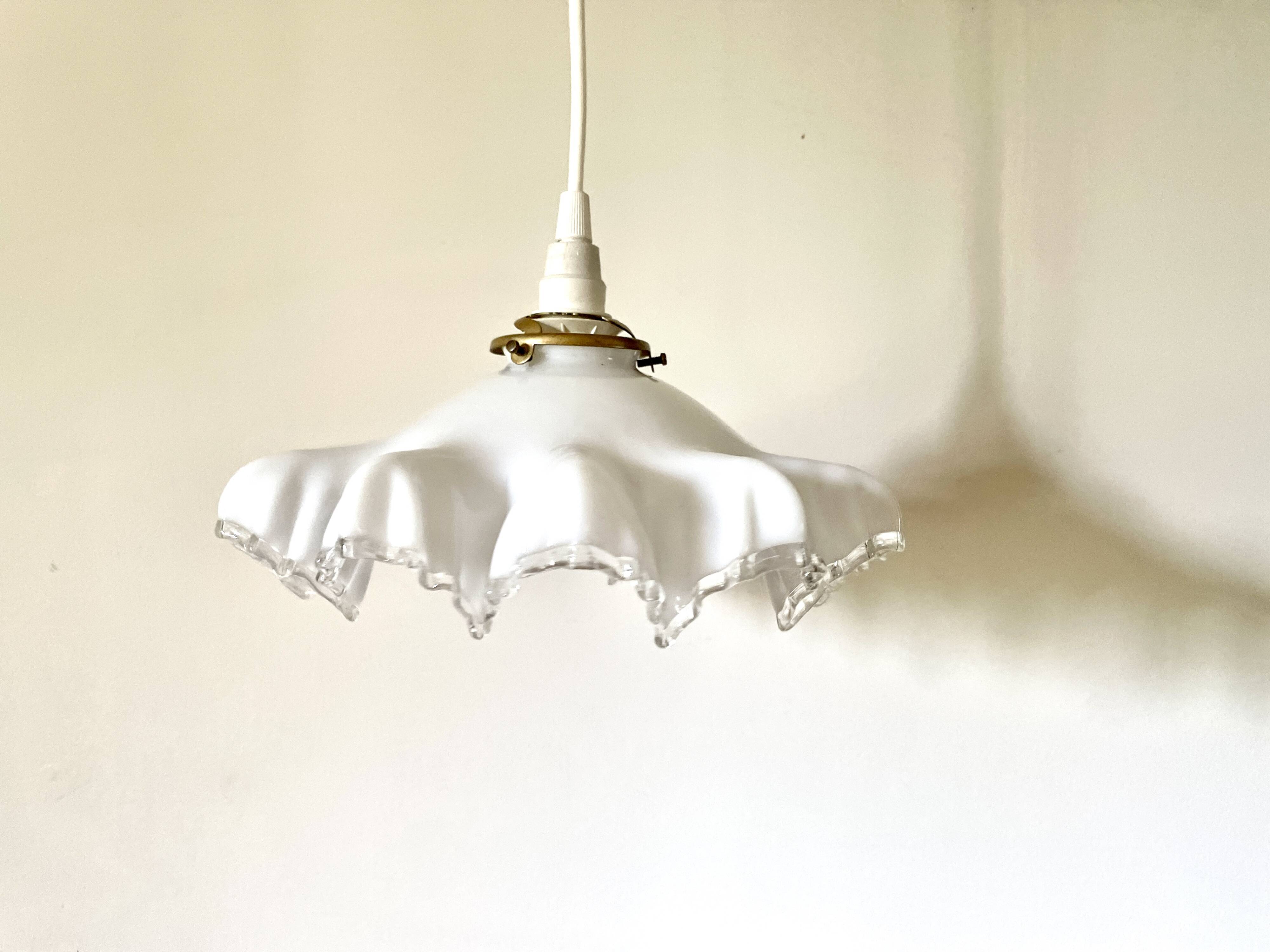White glass draped suspension