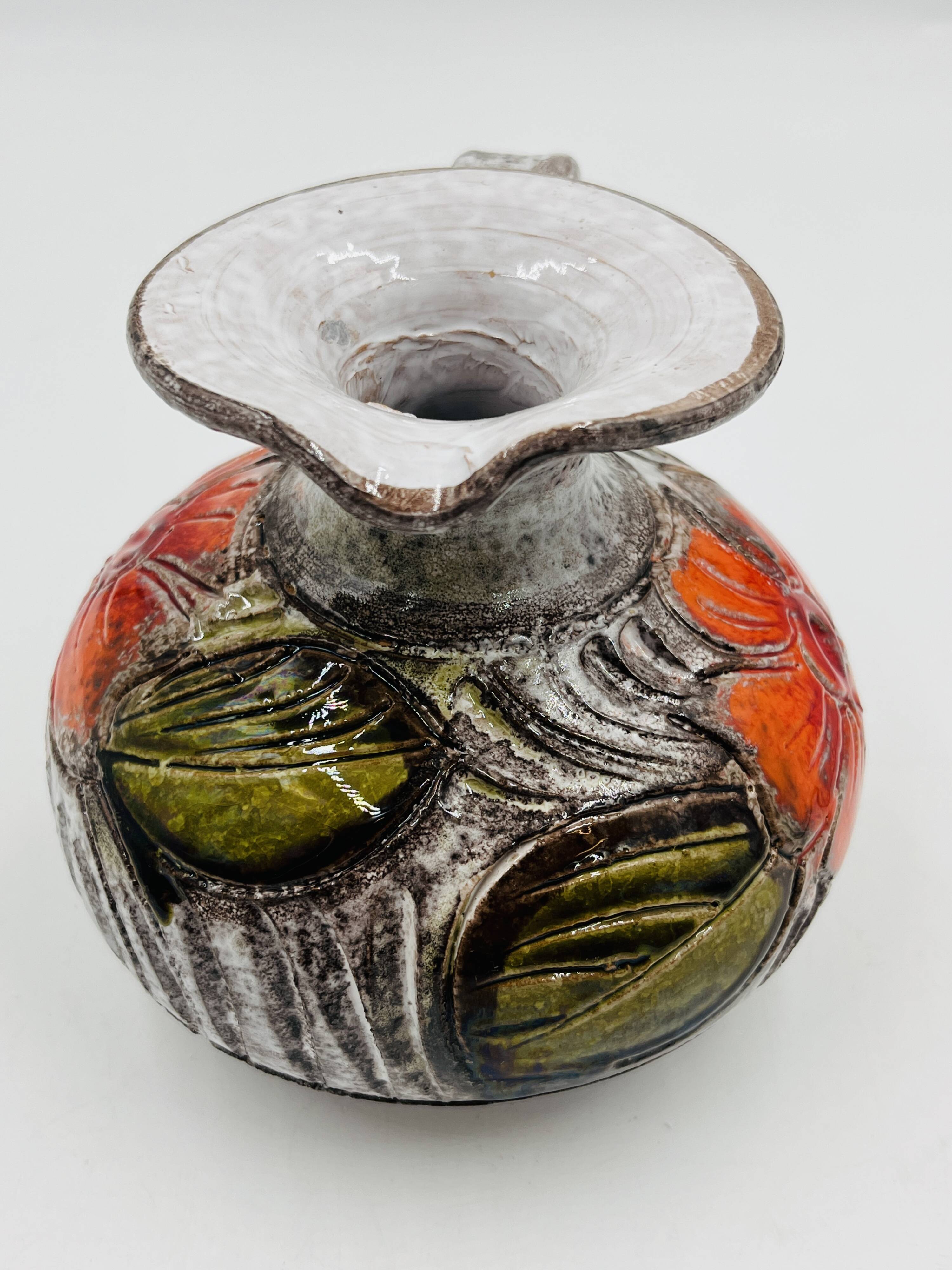 Bowl Vase "Flower Power" – Vintage Italian Ceramic (Brutalist Style)