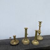 Set of gold-plated brass candlesticks