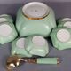 Antique Limoges green & gold porcelain dessert / cream service C593