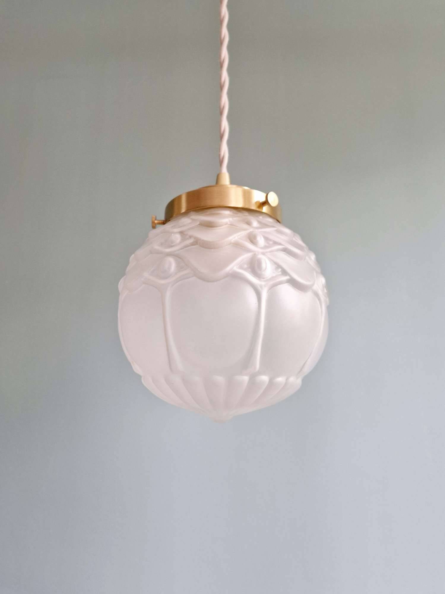 Art Deco satin glass pendant (2 available), 1920s-30s