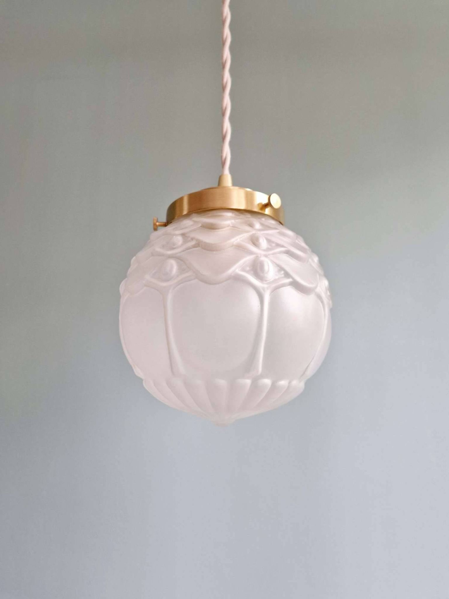Art Deco satin glass pendant (2 available), 1920s-30s