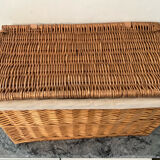 Woven wicker vintage suitcase