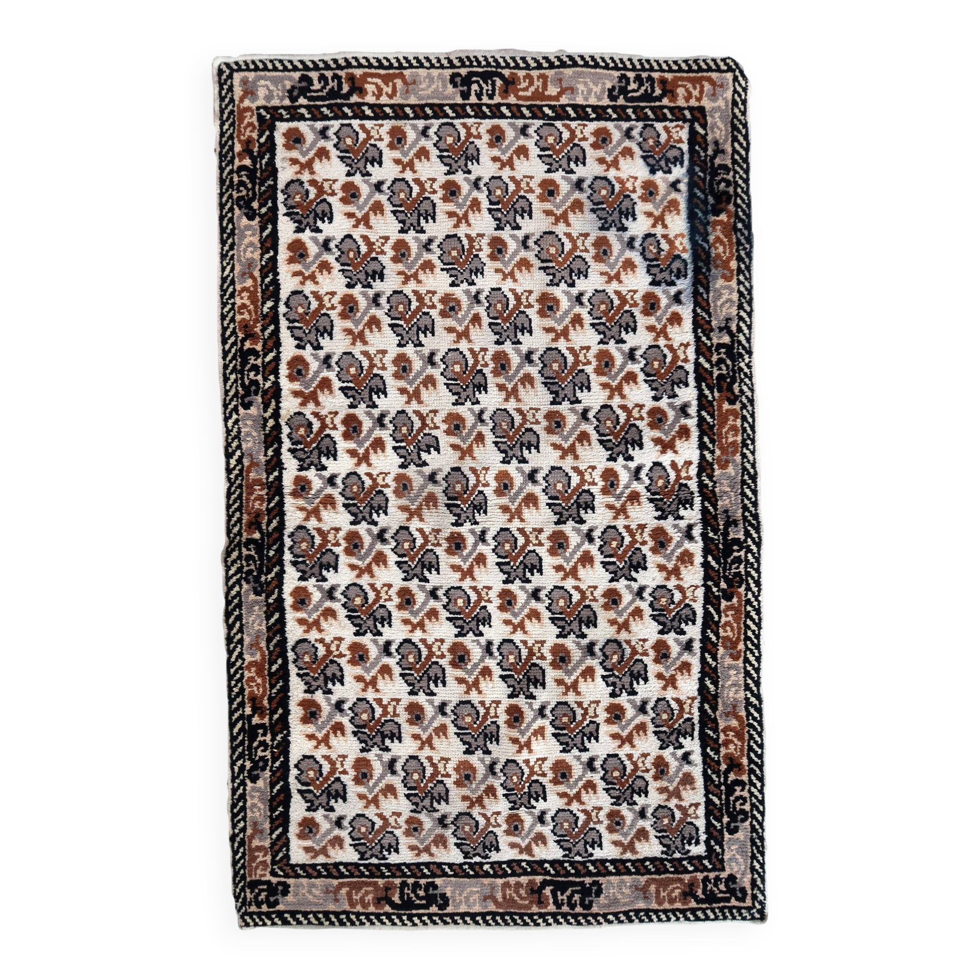 Tapis Vintage Savonnerie Français Fait Main en Laine – 83cm x 138cm