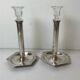 Pair of silver-plated metal candlesticks