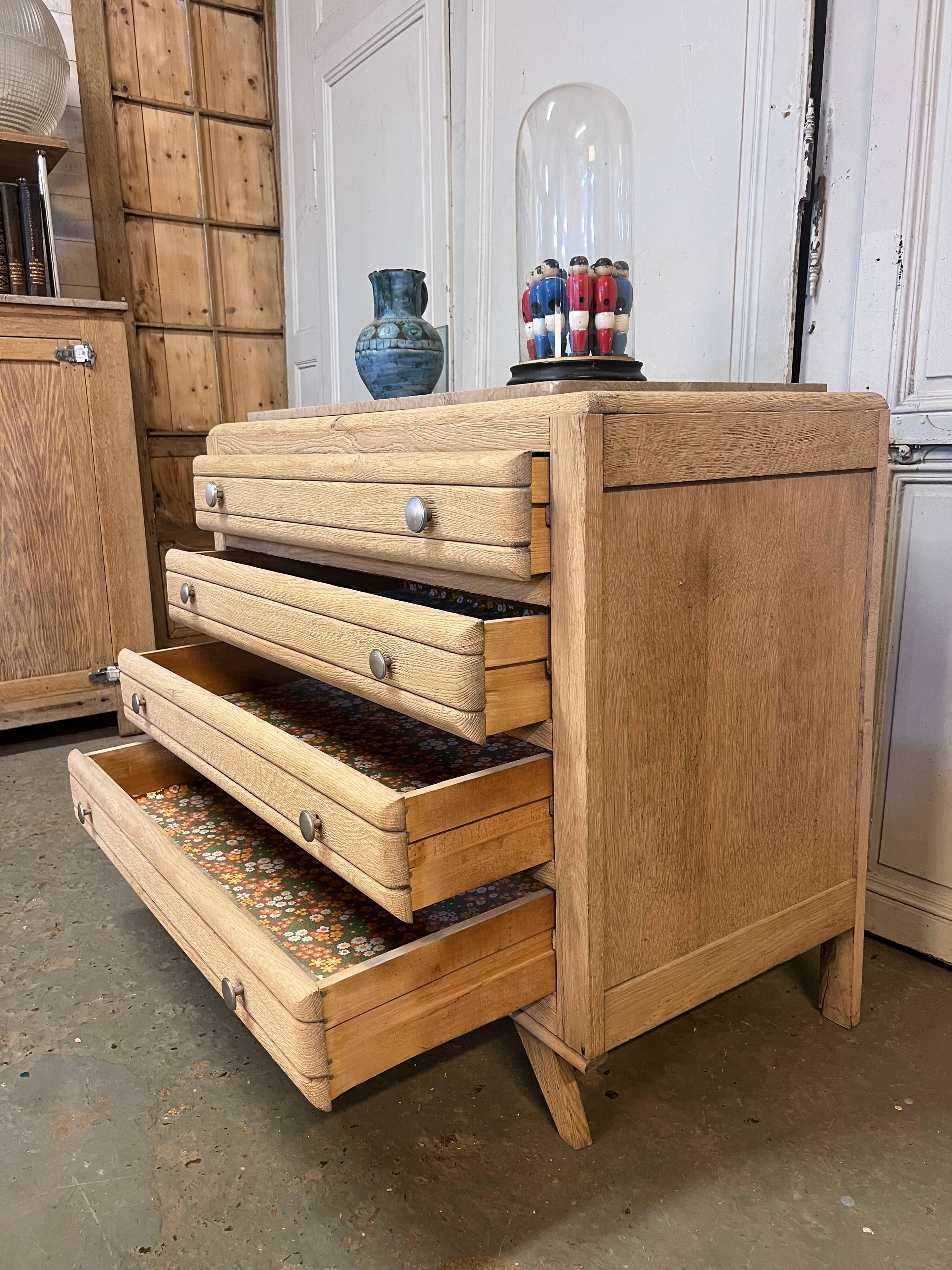 Commode vintage chêne brut