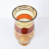 Egermann Czech crystal vase Bohemia Hand painted, gilded, circa 1980s.