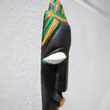 African polychrome faience mask from the Claude Tabet workshop, wall decoration, 50/60's