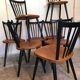 Lot of 8 Scandinavian chairs feet compass stamped Hiller