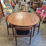 Scandinavian dining room set table and 4 chairs 1960s in teak