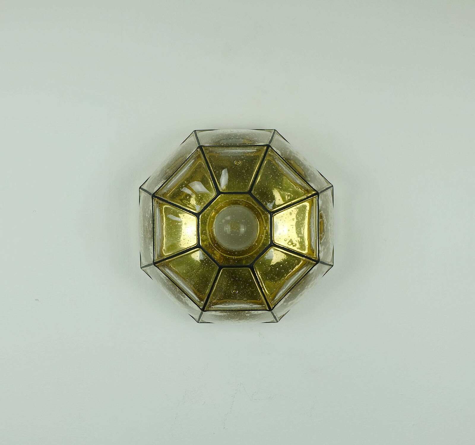 vintage 1960s 70s glashuette limburg CEILING LAMP bubble glass shade and brass