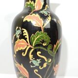 Old Large black vase decorated with leaves /vintage/ XXsiecle/potiche
