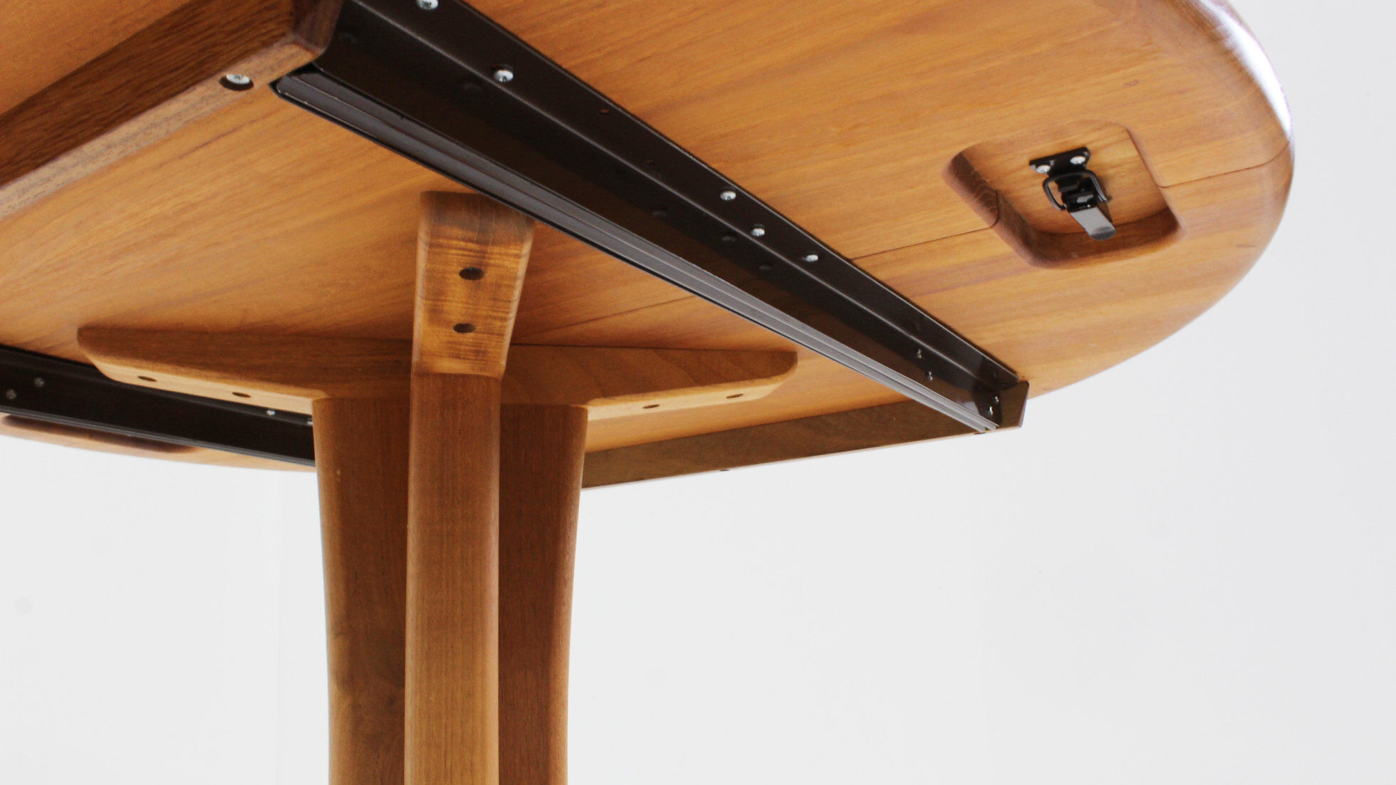 Vintage Danish round extendable dining table solid teak 1960s