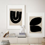 Pair of giclee prints. Abstract wall art set of two, A3