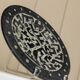 Black ceramic plate with beige geometric relief - 1970s Italian mid-century design