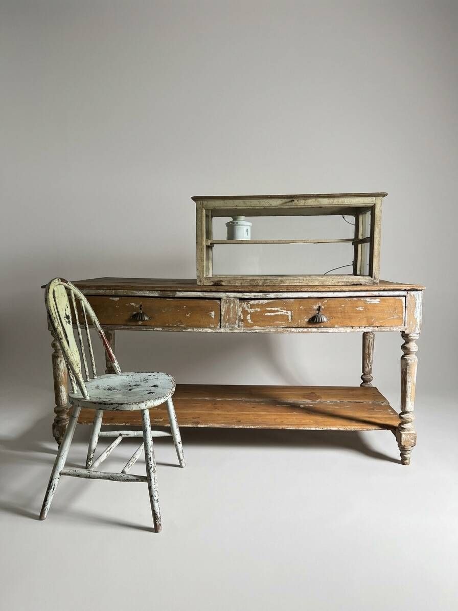 Antique wooden draper's counter