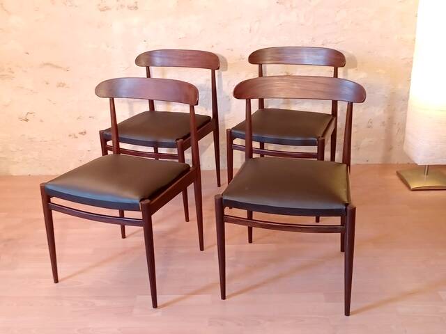 4 chaises scandinaves vintage design 1960 teck