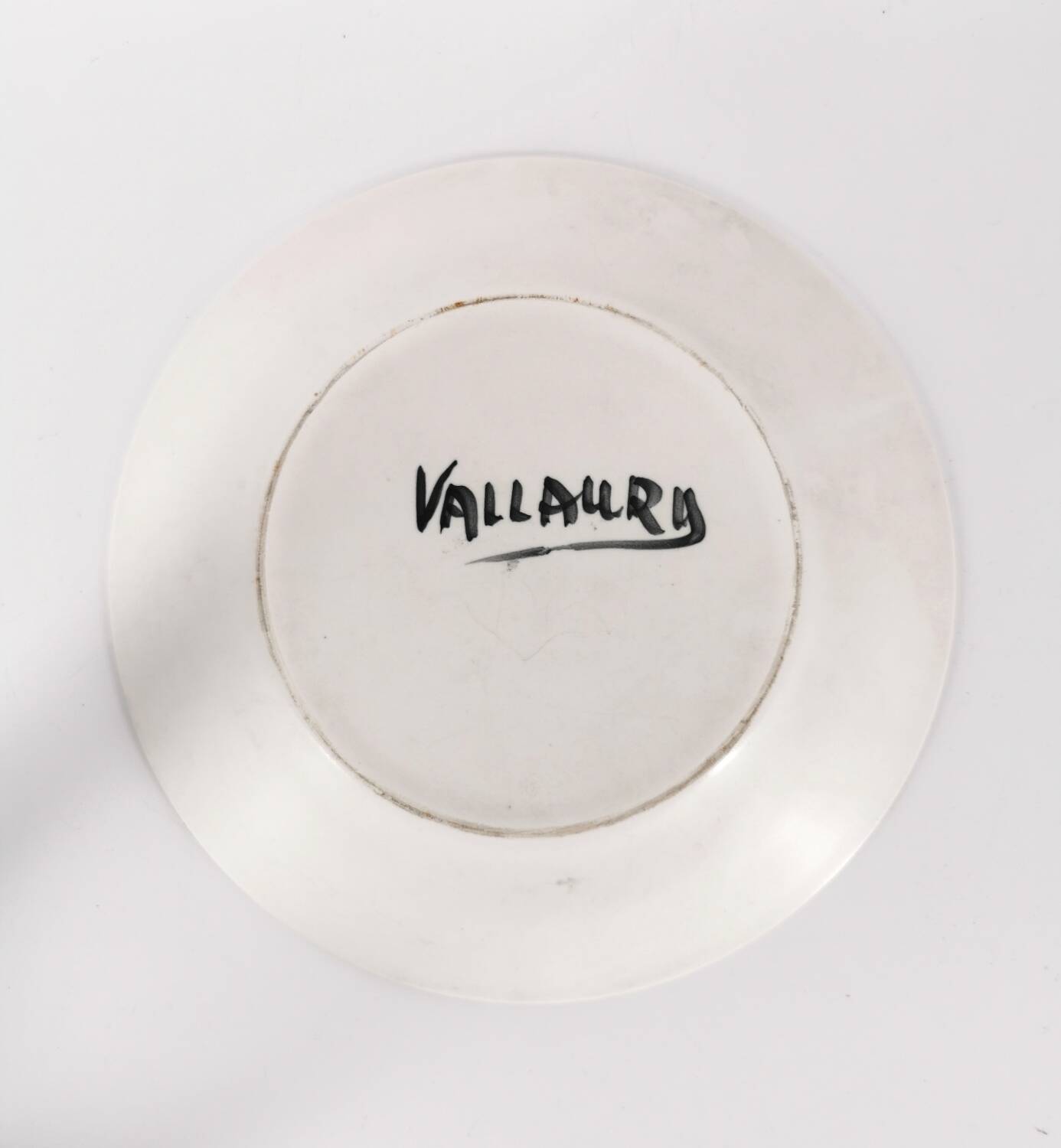 Vintage hand decorated plate signed Vallauris 60's