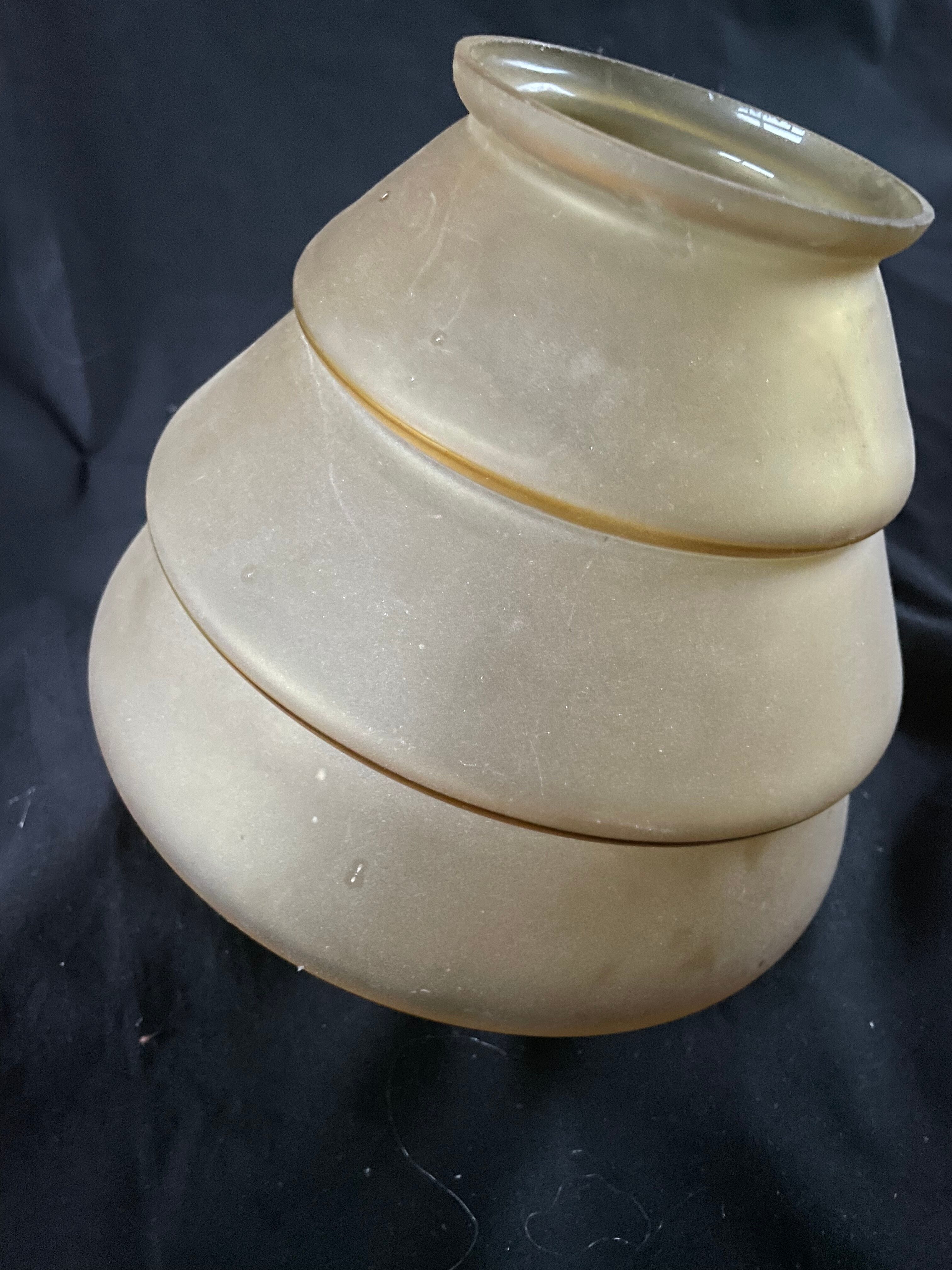 Yellow art deco lampshade with gold stripes