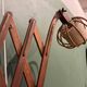 Vintage accordion wall lamp in wood, rattan and fabric
