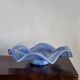 Large white and blue bowl in Murano glass, mid-century style, Italy, 2000s.