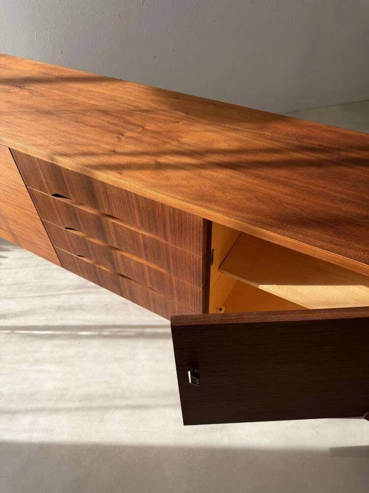 Vintage minimalist sideboard 1960s walnut