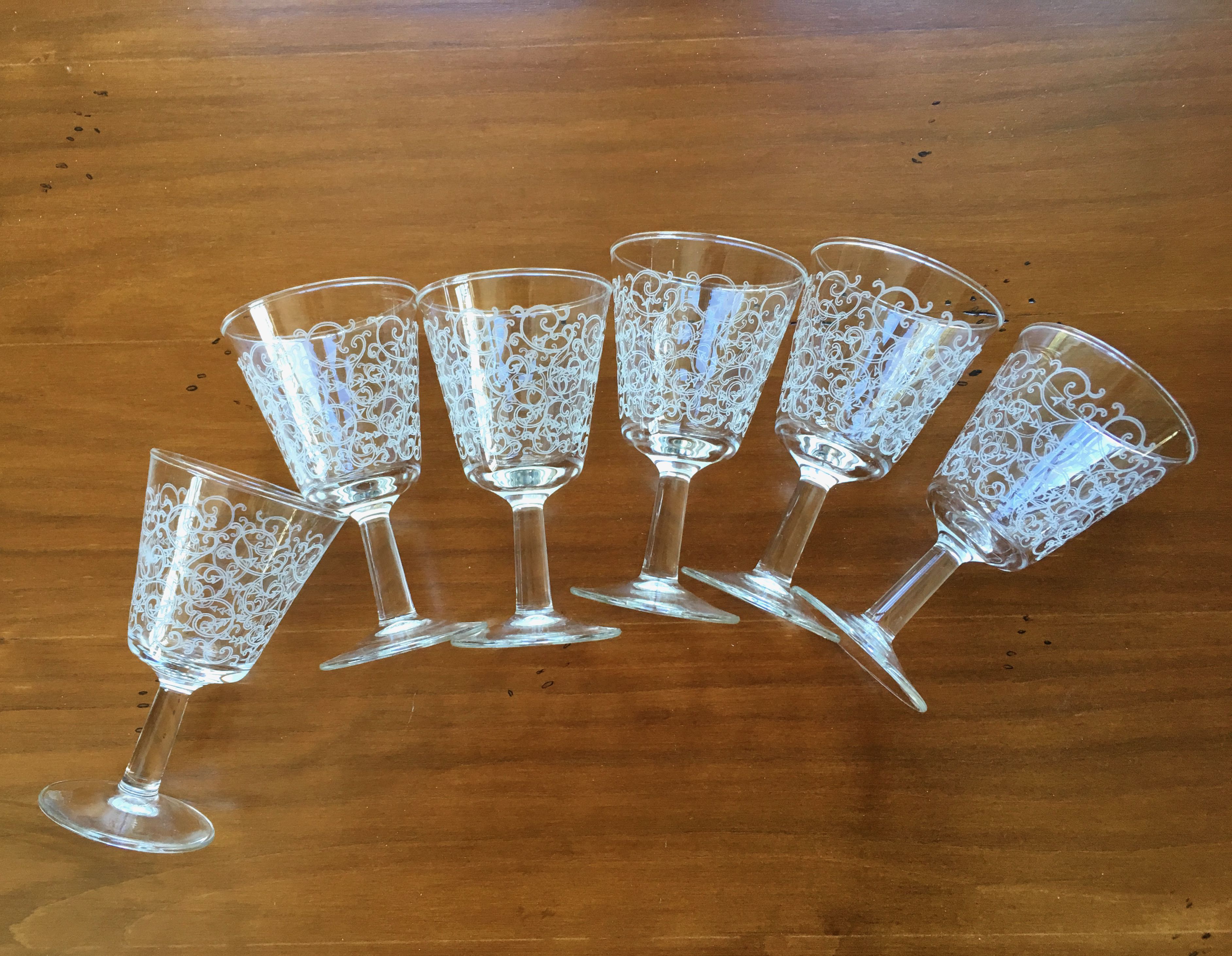 Set de 6 verres à porto ciselés