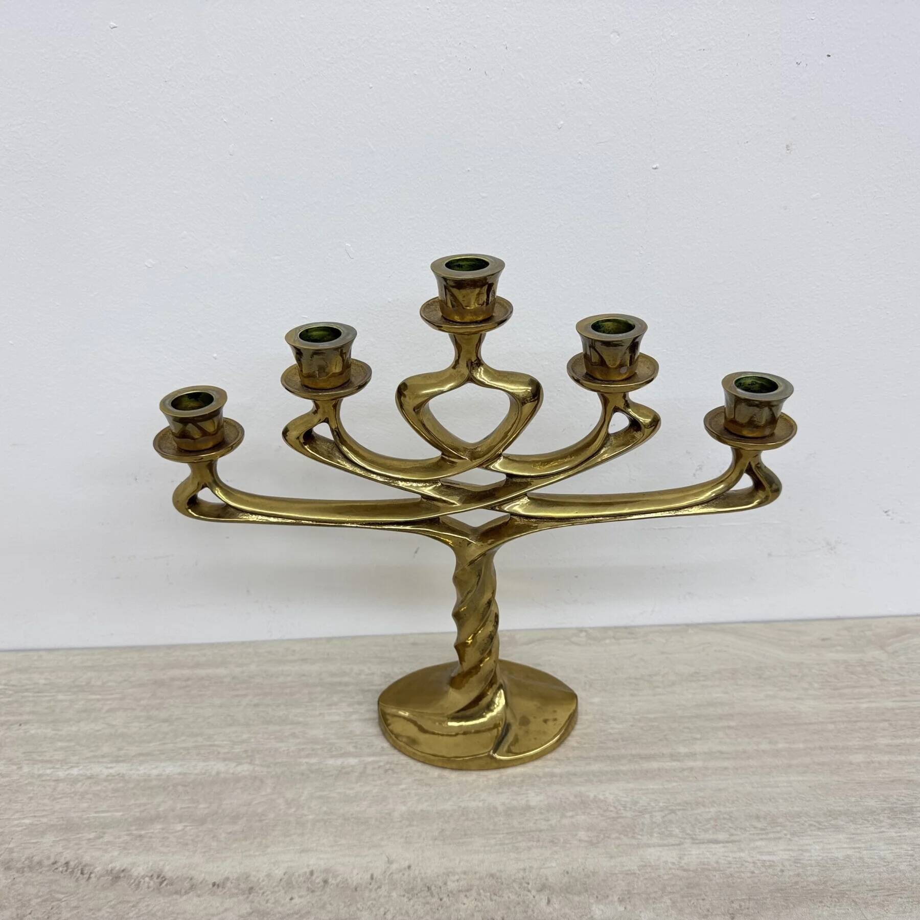 Mid-century large brutalist solid bronze candleholder, 1970s