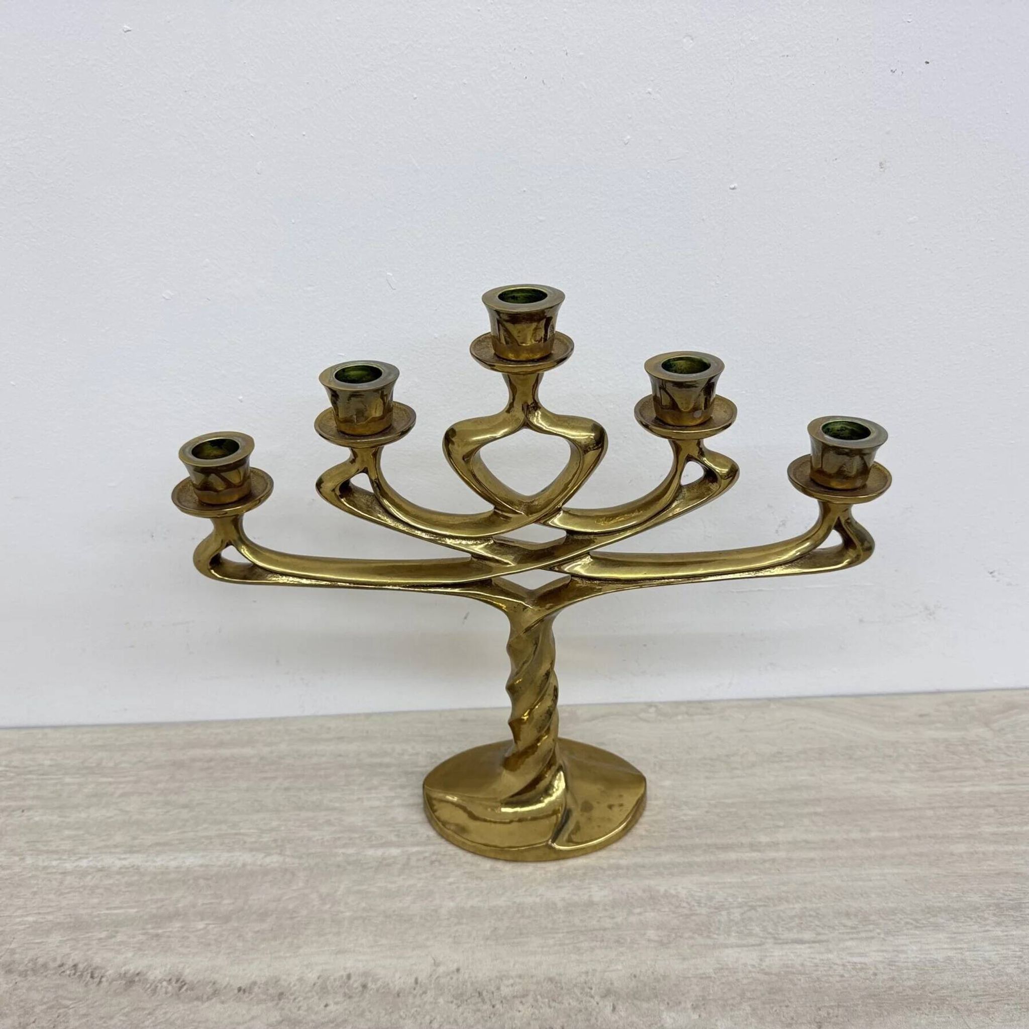 Mid-century large brutalist solid bronze candleholder, 1970s