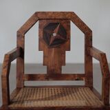 Art Deco armchair, marquetry and cane, circa 1930