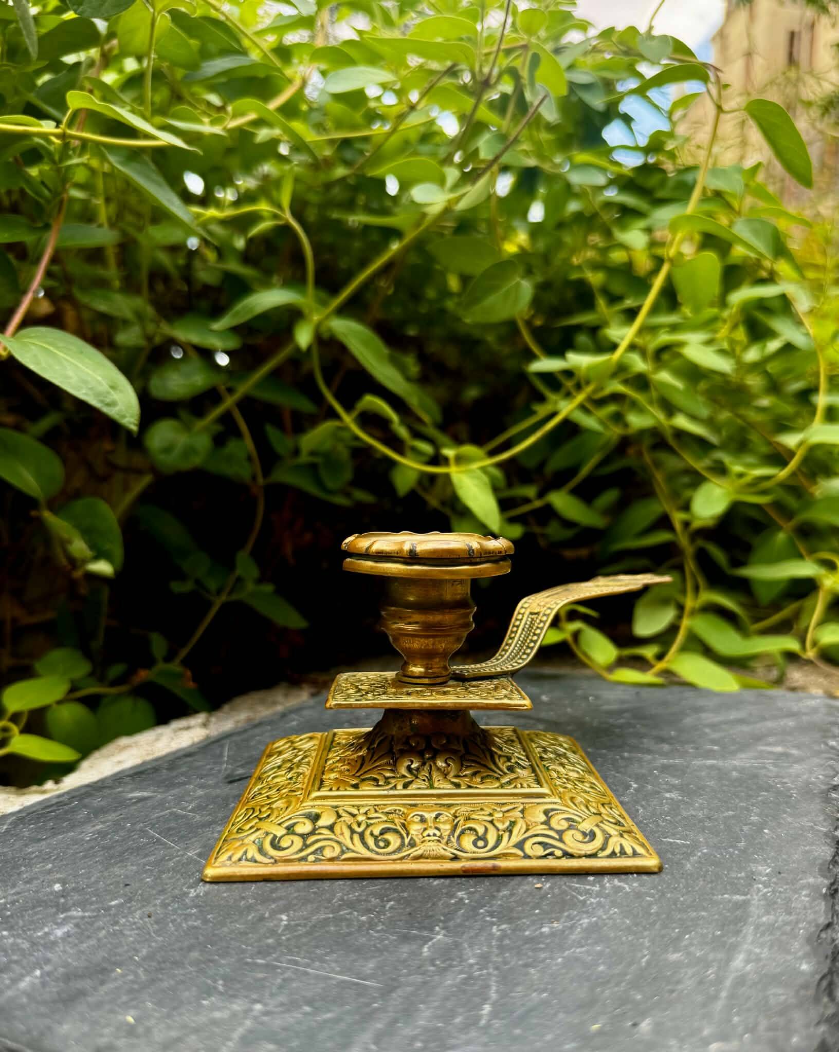 Large brass candlestick from the Art Nouveau period.