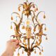 Small Italian chandelier in gold metal with leaves and flowers, c. 1960 (30 cm)