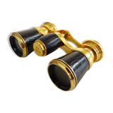 Former pair of theatre binoculars, opera B B Paris brass and leather