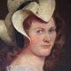 19th Mid-Century Modern Portrait Painting of Young Lady in Hat