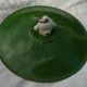 Old pendant lamp lamp in green enamelled sheet metal and porcelain socket